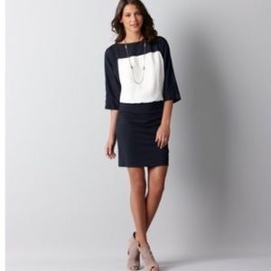 LOFT white/navy colorblock dress - size 2